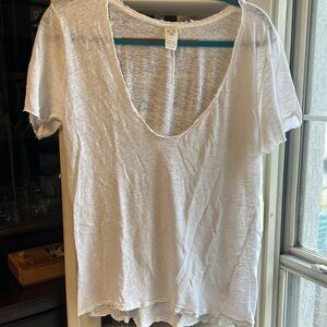 Free people low cut white t shirt